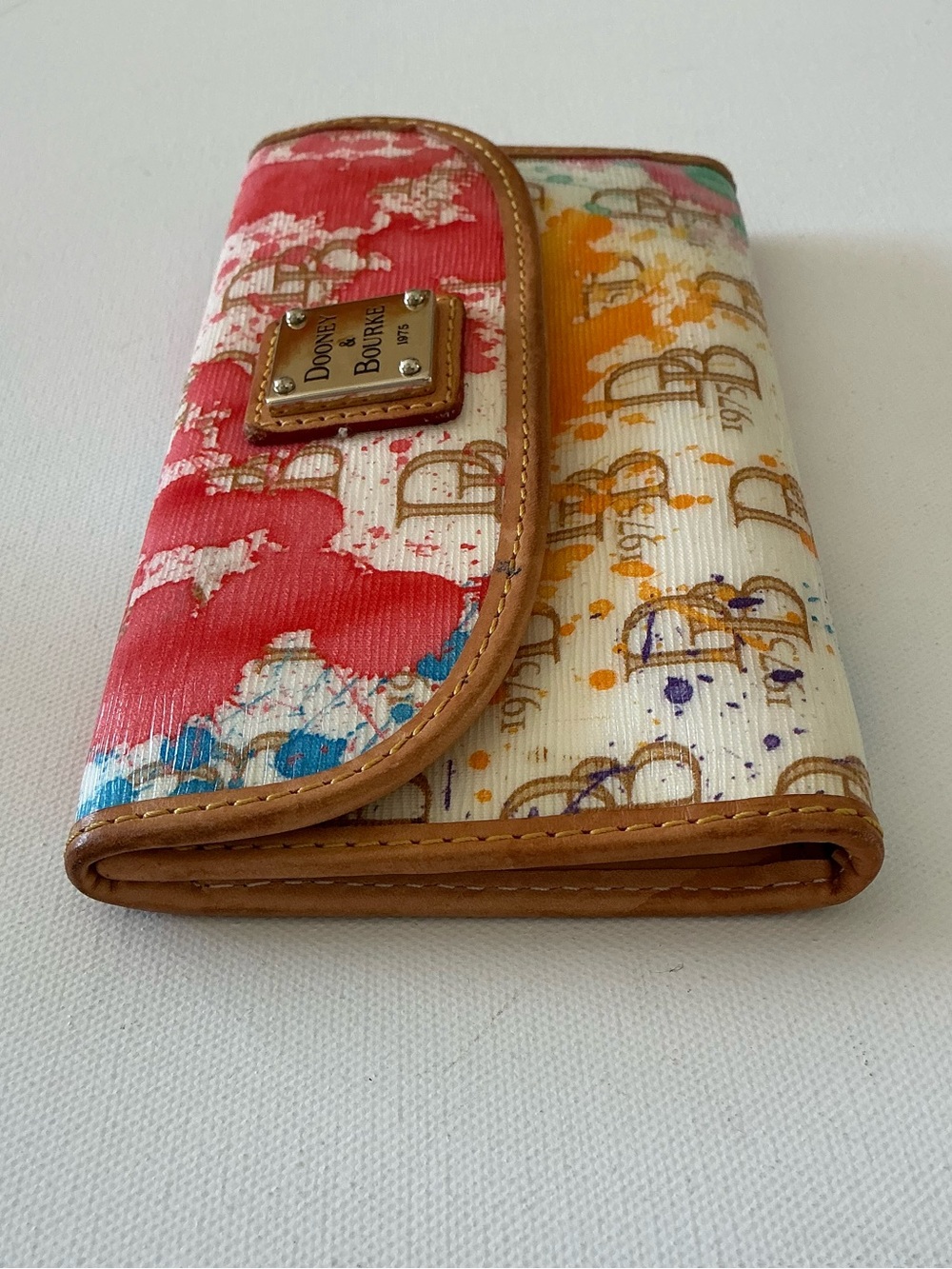 Dooney & Bourke Watercolor Graffiti Continental Wallet Multicolor DB Monogram - Picture 6 of 12